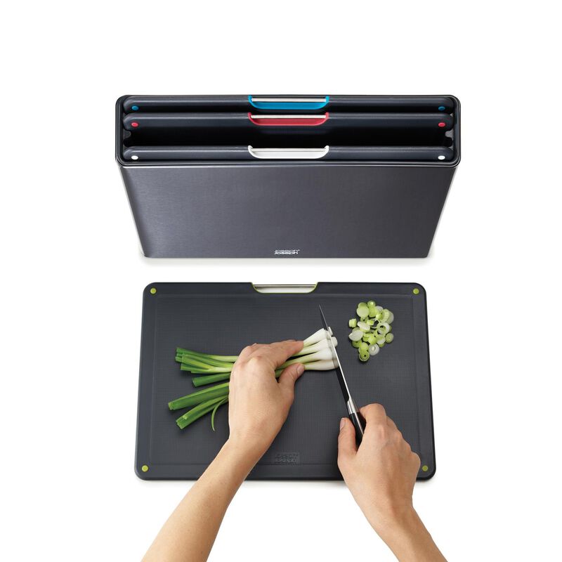 Joseph Joseph Folio Steel Chopping Board Set Of 4 Carbon Black image number 2